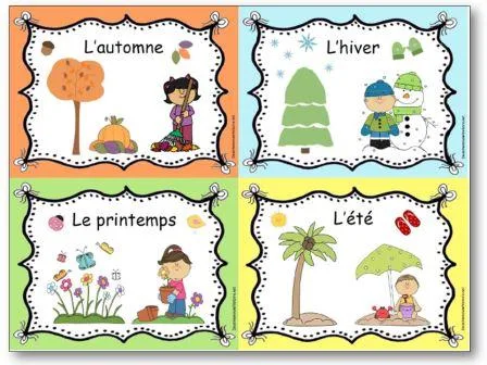 ملصقات وصويرات باللغة الفرنسية لفائدة تلاميذ الابتدائي 4 03 Apprendre les 4 saisons en maternelle affichage des quatre saisons