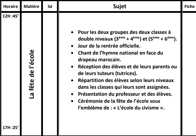 Exemple d'un cahier journal pour les semaines d'évaluation diagnostique 1 نموذج مذكرة يومية التقويم التشخيصي