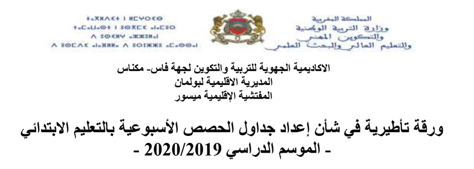 توجيهات هامة بخصوص اعداد جداول الحصص 2019-2020 6 حول اعداد جداول الحصص