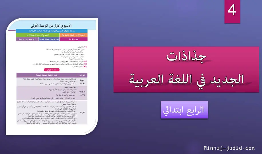 جذاذات مرجع الجديد في اللغة العربية - 4 ابتدائي 2019 1 جذاذات الجديد في اللغة العربية المستوى الرابع ابتدائي 2019
