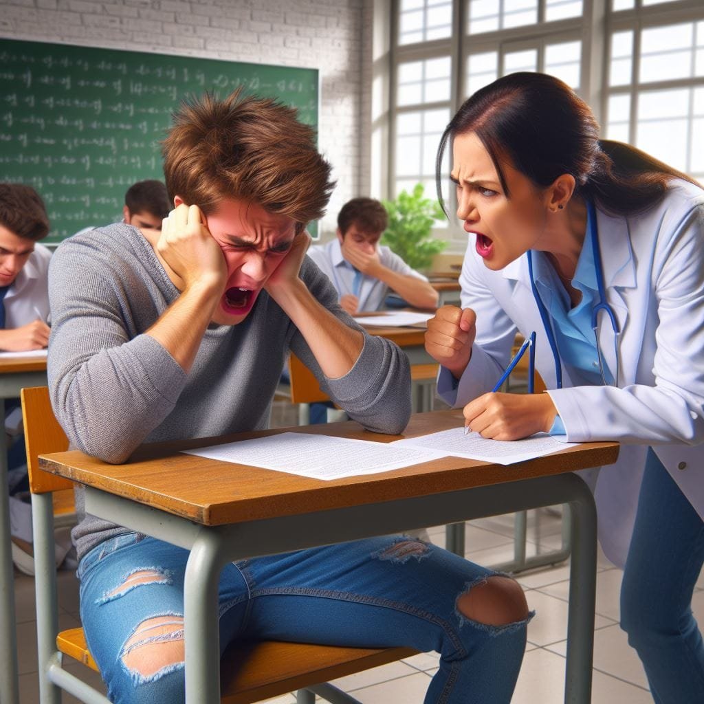 تعنيف طالب لأستاذته