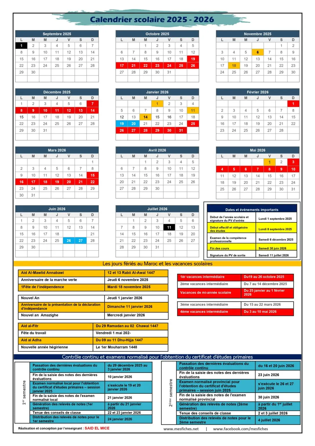 تحميل يومية مدرسية 2026/2025 - إبتدائي 5 Calendrier scolaire 2025 2026 page 0001 1 1086x1536 1