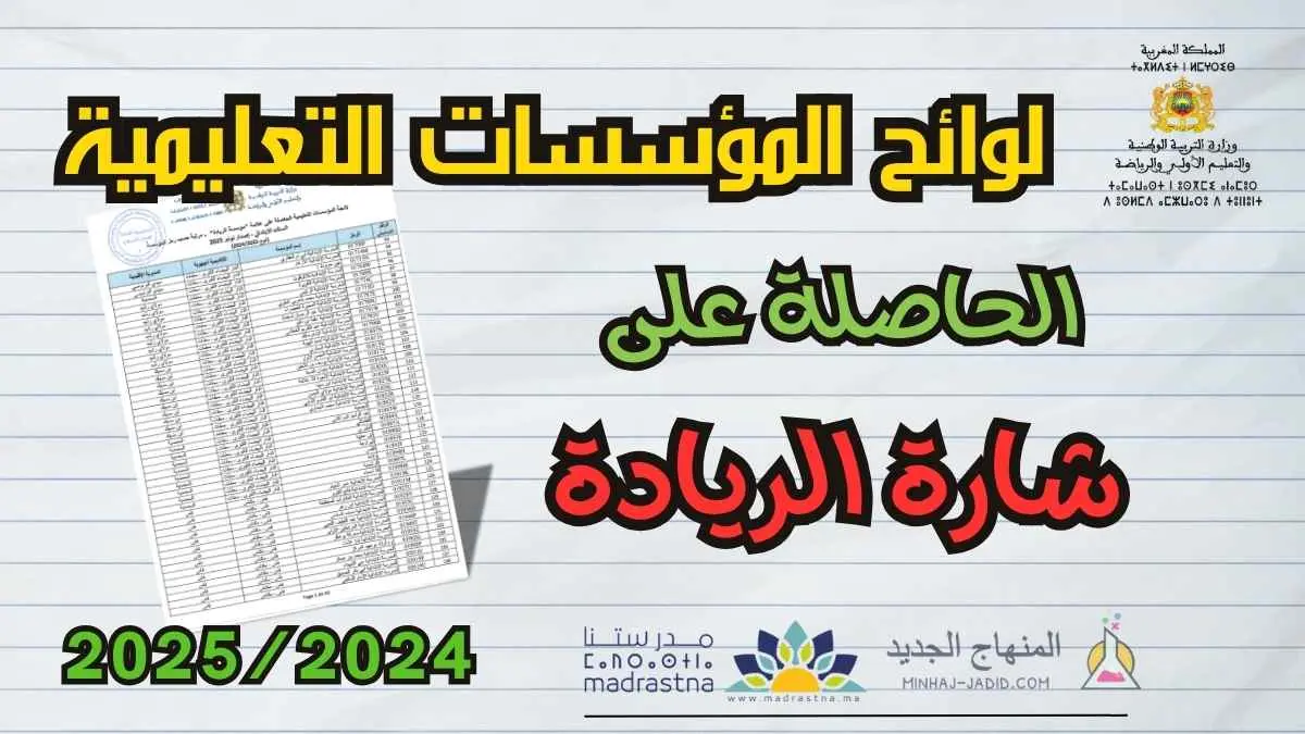 قائمة المؤسسات التعليمية الحاصلة على علامة "مؤسسة الريادة" – فوج 2024-2025 9 لوائح المؤسسات التعليمية الحاصلة على علامة (مؤسسة الريادة)