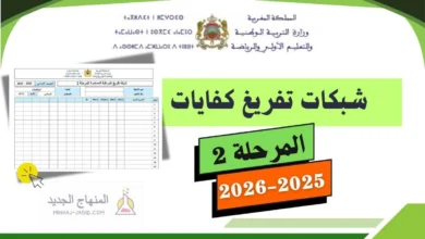 مشروع المدرسة الرائدة أو مؤسسات الريادة العمومية 2025-2026 6 تحميل شبكات تفريغ المرحلة الثانية - جميع المستويات